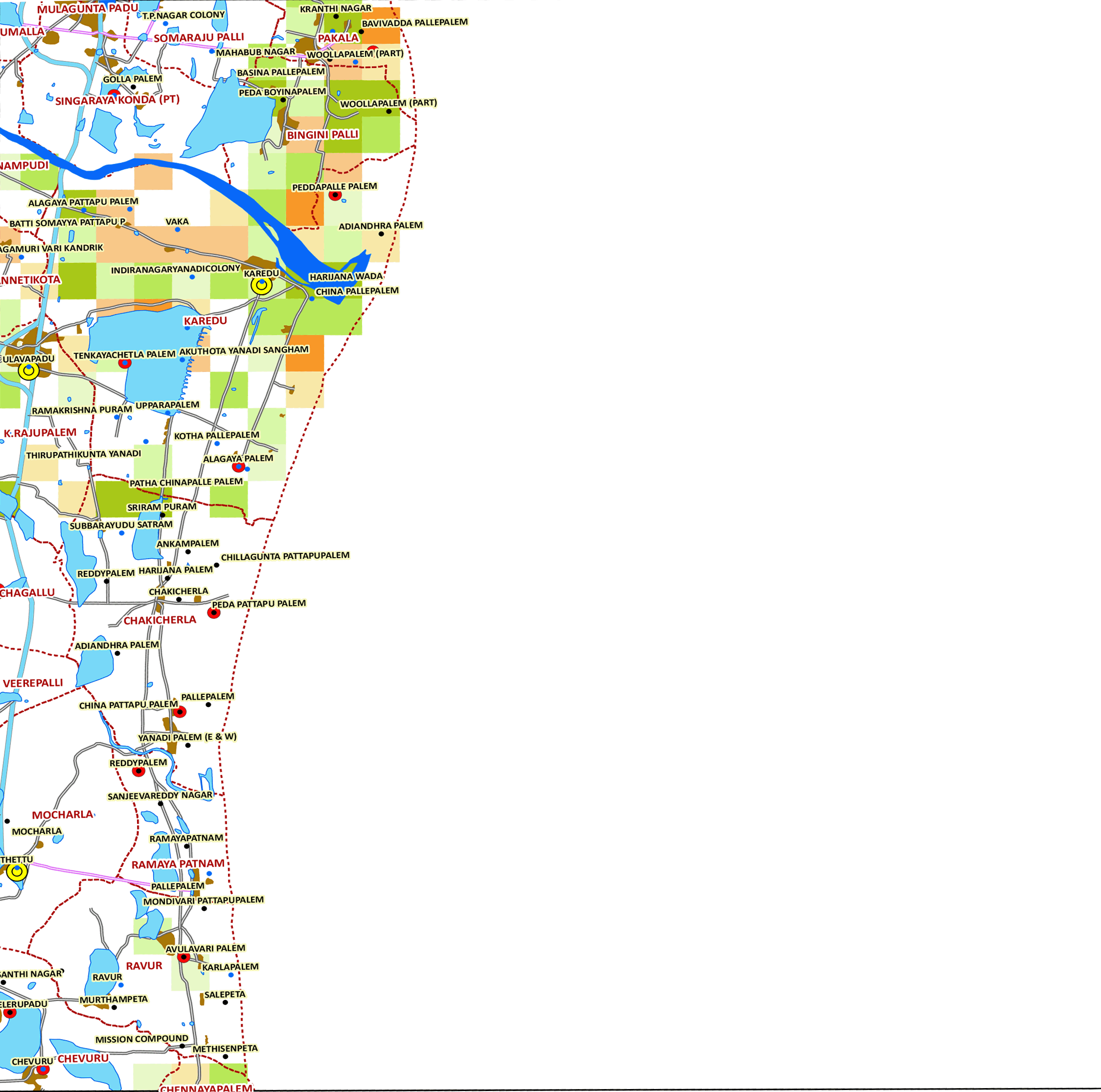 Storm surge inundation map for cyclone with wind speed 